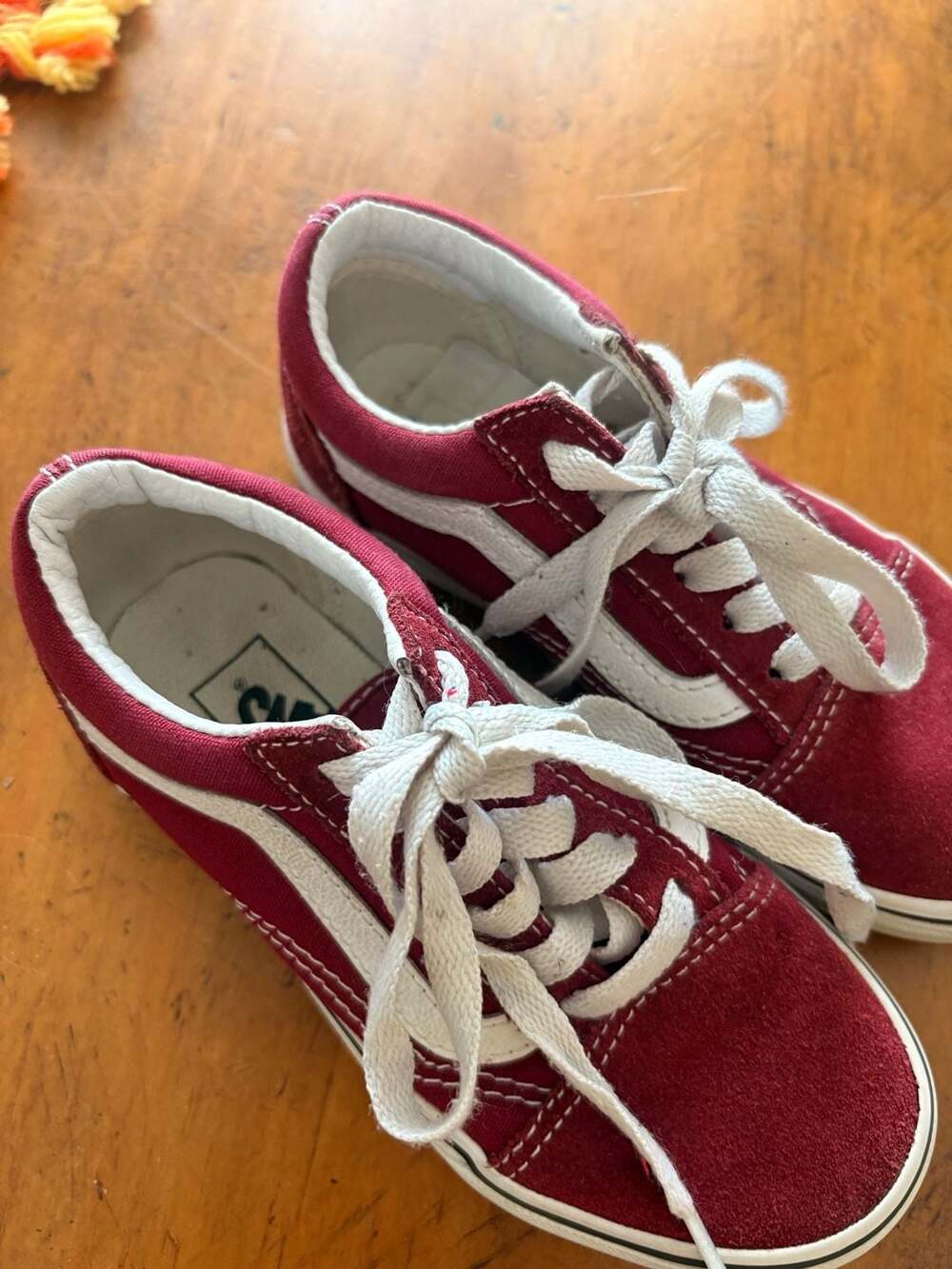 Vans Old Skool Skate Shoes Red Suede White Leather